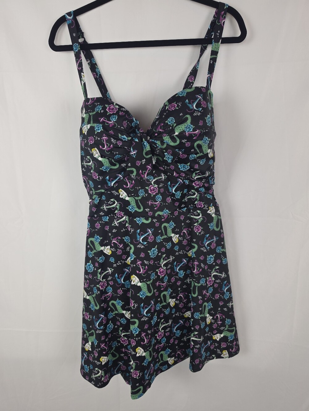 Torrid Mermaid Tie Skater Swim Dress 4X/26 Black Nautical Pin Up Retro - Picture 2 of 14